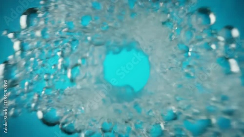 Bubbles Rising in Water with Blue Background in Slow Motion