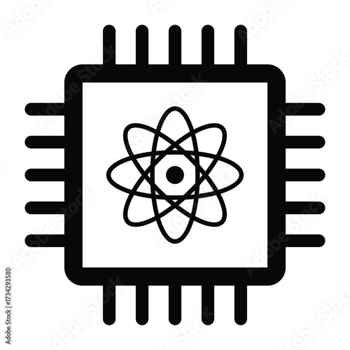 Quantum computing chip icon representing advanced processor technology and future technology vector