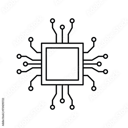 Quantum computing microchip icon technology symbol for advanced processing and innovation vector