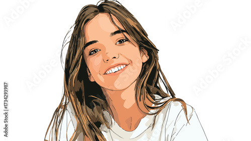 Happy and Radiant Teenage Girl Smiling Beautifully in a Portrait