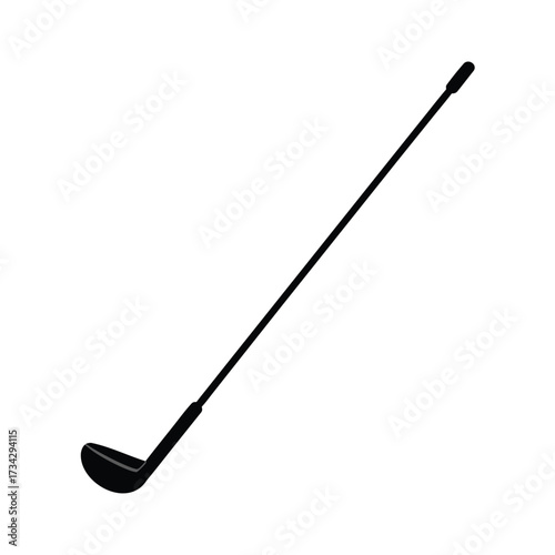 Simple black silhouette of a golf club on a clean white background