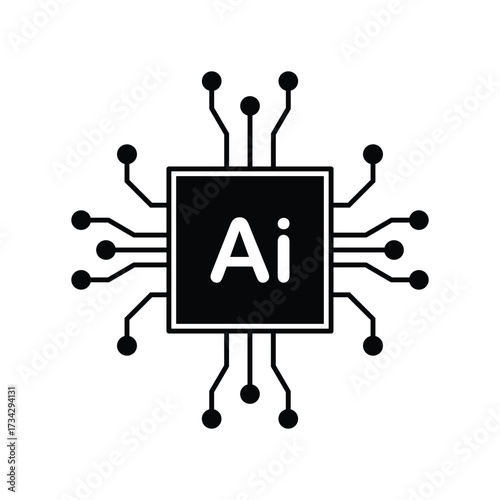 Quantum computing icon featuring ai chip for advanced technology concepts vector