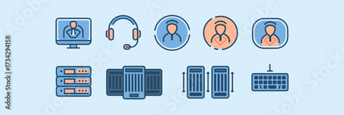 Vector icon sheet of IT support specialist resources