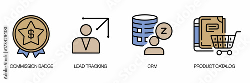 Vector icon sheet for sales branding commission badge