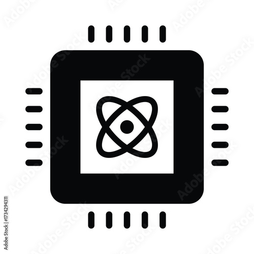 Modern quantum computing chip icon for technology and innovation projects vector