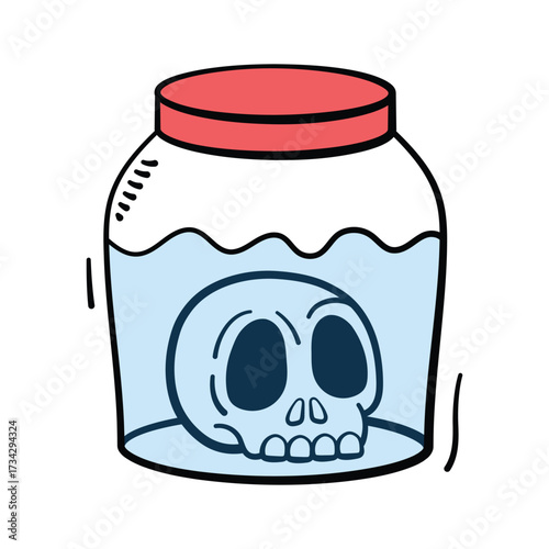 Severed skull in jar icon perfect for horror Halloween designs