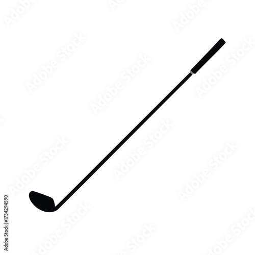 Simple black silhouette of a golf club on a clean white background
