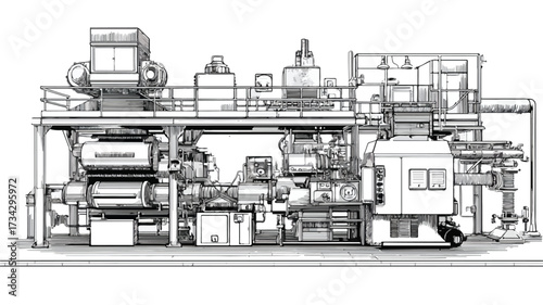 Efficient Bread Machinery Production Industrial Process Illustration