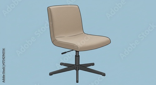 Modern Beige Office Chair with Swivel Base and Adjustable Height.