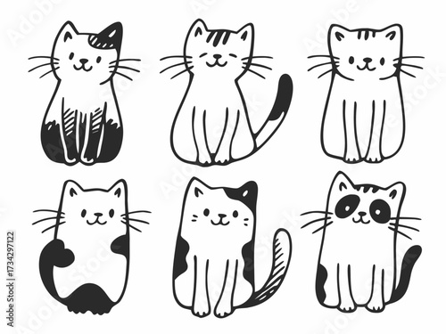 set of funny cats icon vector illustration