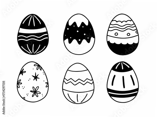 set of easter eggs variation handdrawn design