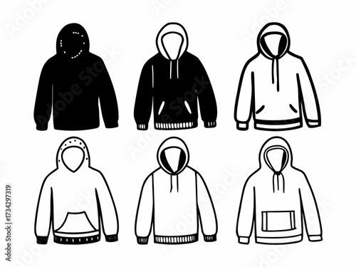Hoodie set icon handdrawn vector 