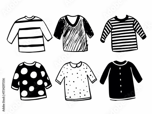 vector illustration of a set of clothes doodle 