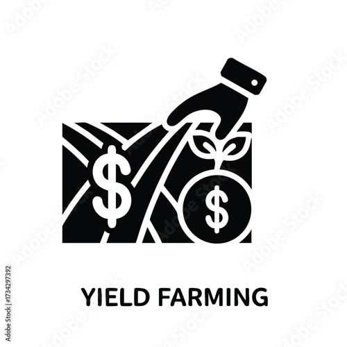 Agricultural Yield Farming Concept with Hand Planting Seedling and Growing Dollar Sign Coin