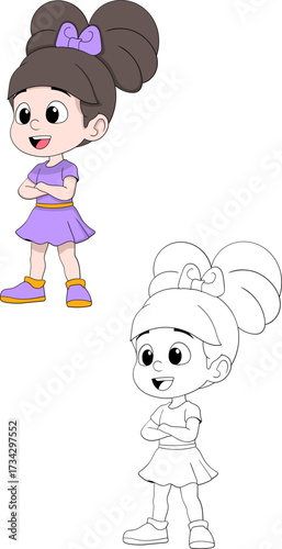 Cute Cheerleader Girl in Confident Pose Illustration