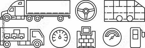 Vector icon sheet of truck driver elements – Great for logistics visuals, delivery service branding, or transport-related graphics