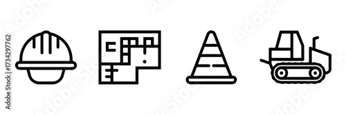 Vector icon sheet for construction branding – Great for building promotion, construction company visuals, or safety-related content