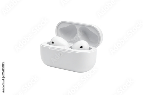 Minimalist Wireless Earbuds Case on White Background – Tech Product Mockup