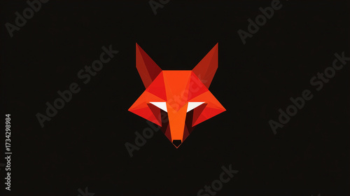 Free Download Minimalist fox head logo, geometric style, sharp clean lines, flat design - GFXLoad