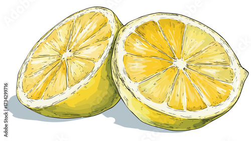 Vibrant Sliced Lemon Cartoon Vector Illustration for Fresh and Citrusy Designs