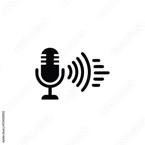 Close-up of a vintage microphone with sound waves symbolizing audio recording or broadcasting in a professional setting