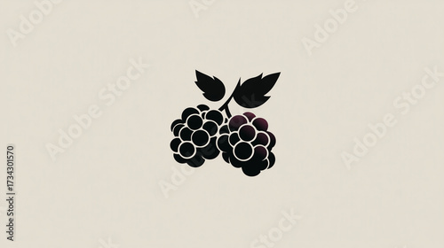 Minimalist blackberry logo, vector art, flat background, abstract berry cluster, clean design