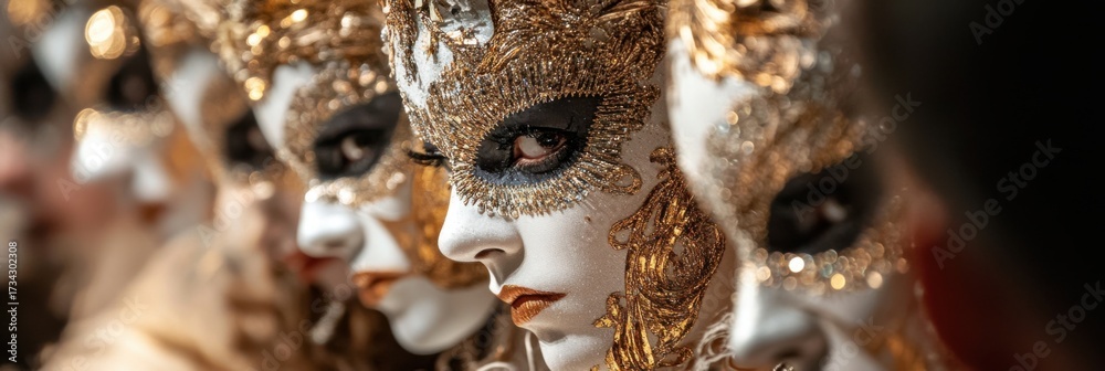 Naklejka premium Creative portrait of faces with carnival makeup and expressive artistic paint