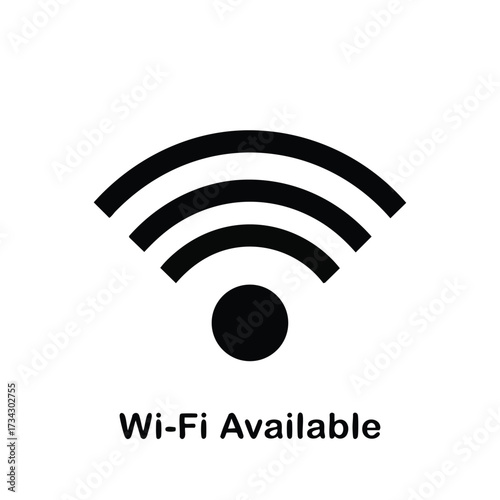 Wireless internet signal with Wi-Fi available text representing connectivity and network access symbol