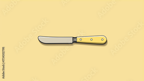 Minimalist butter knife logo, vector art, flat background, thin elegant silhouette, cozy touch