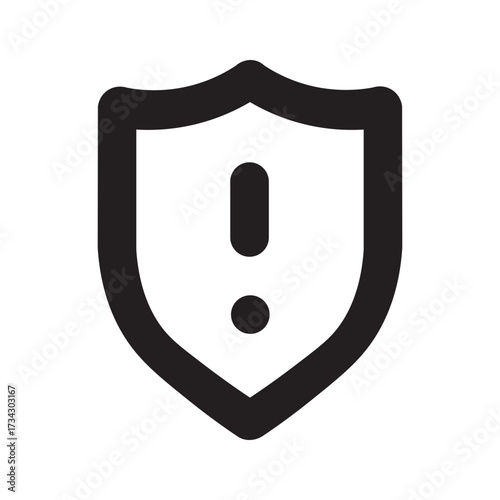 Security Shield with Exclamation Point - Alert Icon_ Line Icon Vector