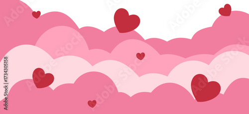 Cute Heart Valentine Cloud Corner Border