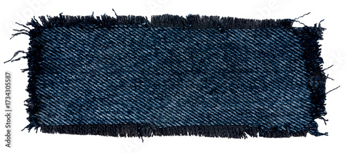 Piece of torn denim on a white background. Denim texture