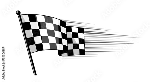 Checkered racing flag waving fast finish line motorsport race competition victory speed graphic design element