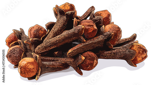 Elegant Dried Cloves Lined Vector Illustration for Culinary Design