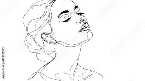 Elegant Continuous Line Art Woman Portrait Vector Illustration