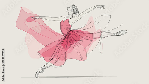 Elegant Modern Ballet Dancer Vector Illustration