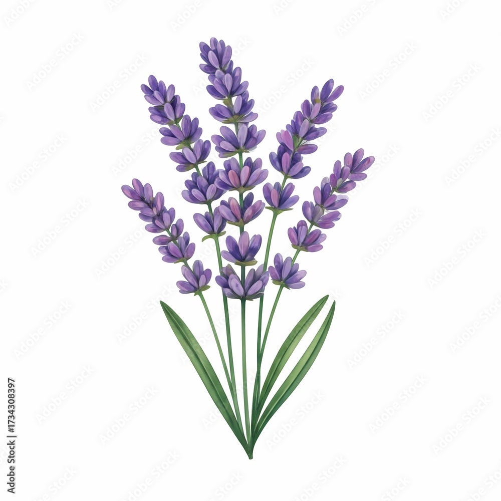 Fototapeta premium Delicate Watercolor Lavender Bouquet