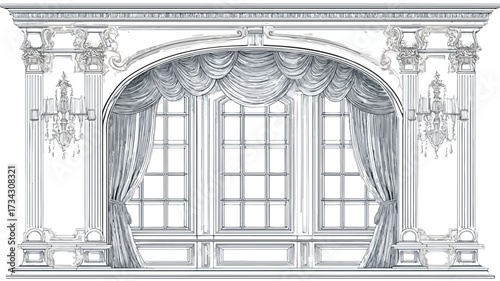 Elegant Window Vector Illustration for Interior Design
