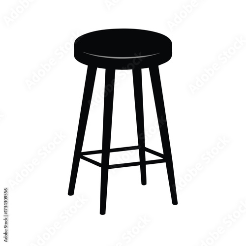 Minimalist black silhouette of a stool on a clean white background