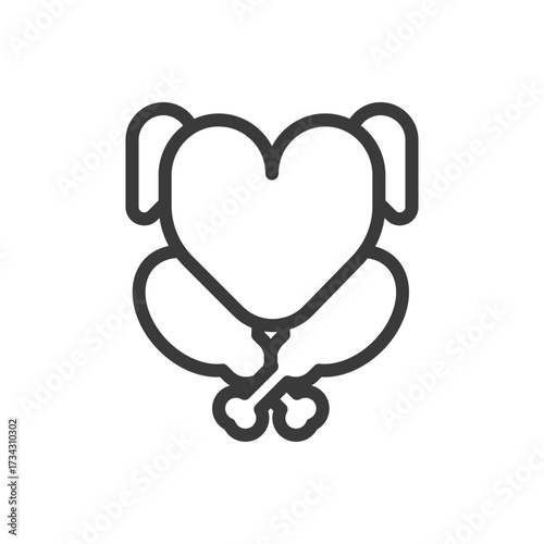 chicken meat clip art icon symbol, raw food, isolated thin line vector illustration
