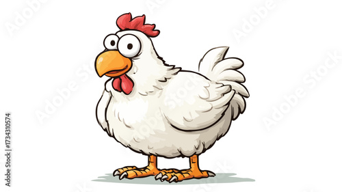 Playful White Chicken Cartoon Character Design for Humorous Illustration Projects