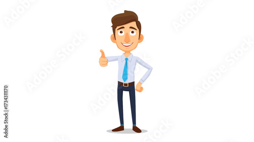 Thumbs Up of Approval: This image showcases a cheerful cartoon business figure offering a thumbs-up gesture, signifying approval and positive feedback.