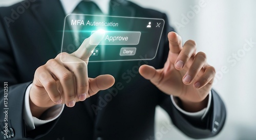 Wallpaper Mural Man Approving MFA Authentication on Virtual Interface for Cybersecurity Protection Torontodigital.ca