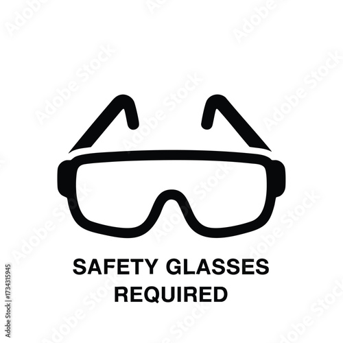 Minimalist Safety Glasses Sign with Bold Text and for Eye Protection Reminder