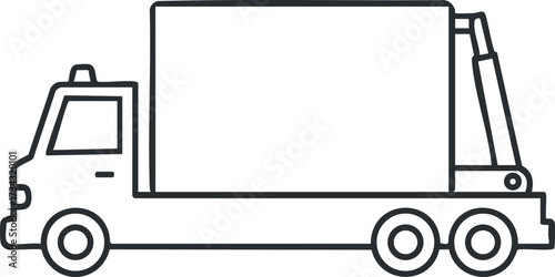 A simple outline illustration of a truck designed for transporting cargo and freight..
