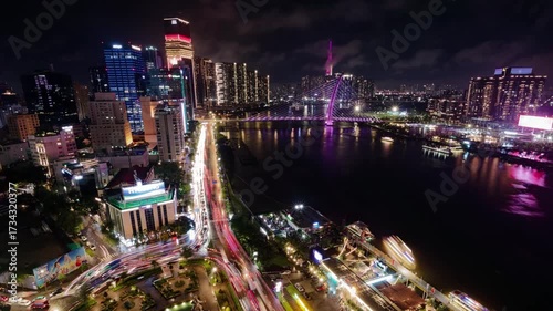 Wallpaper Mural Night timelapse of the most energetic downtown area in Ho Chi Minh city, Vietnam. Torontodigital.ca