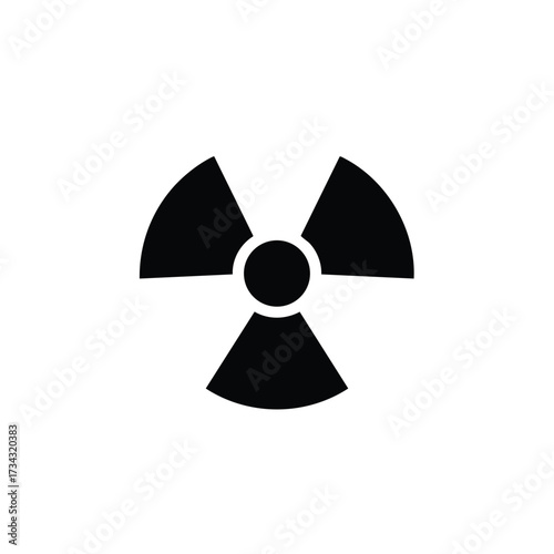 Radiation symbol with black and white contrast on plain representing danger or hazardous materials