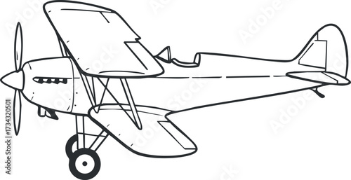 A vintage style airplane with a propeller designed for aviation enthusiasts and travel themes..