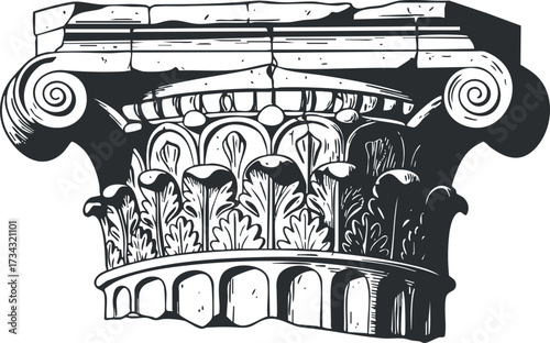 Intricate design of a classical architectural column capital showcasing ornate details and craftsmanship..