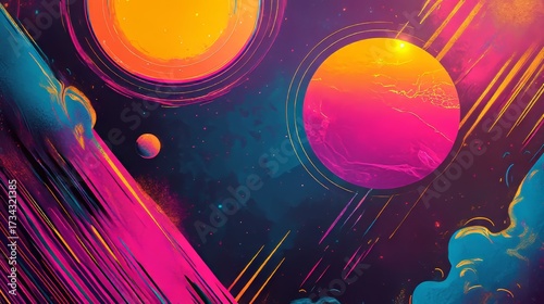 Background featuring abstract dynamics, diagonal lines, and a vibrant color gradient